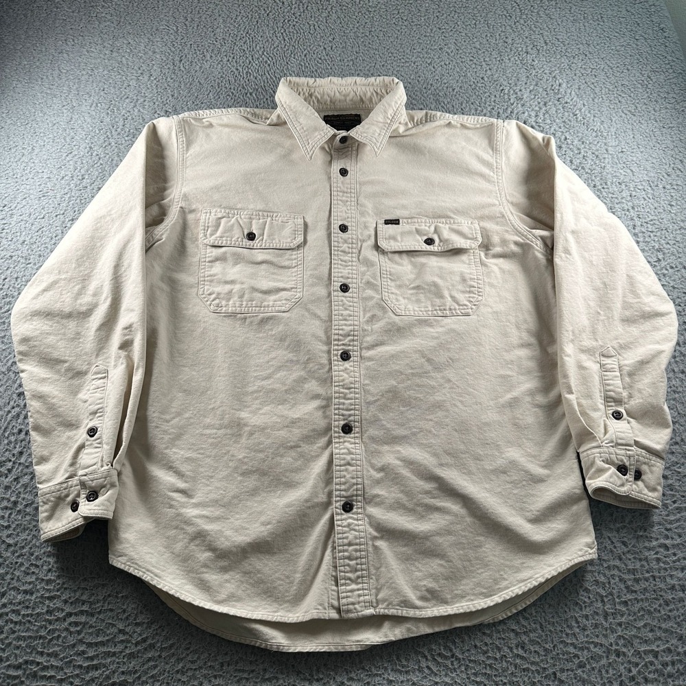 CC Filson Shirt Mens XL‎ Natural Chamois Flannel Cotton Button Up Work Shirt